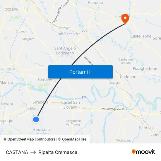 CASTANA to Ripalta Cremasca map
