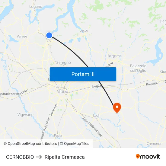 CERNOBBIO to Ripalta Cremasca map