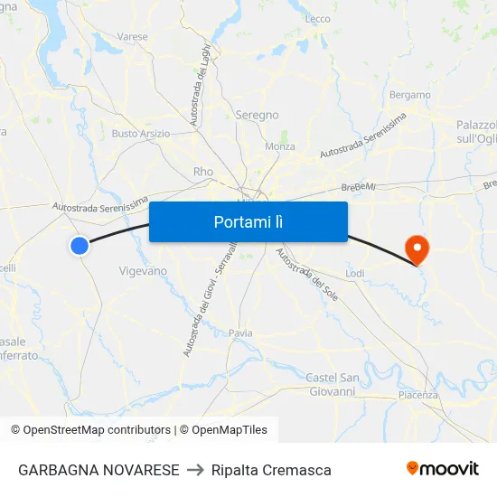 GARBAGNA NOVARESE to Ripalta Cremasca map