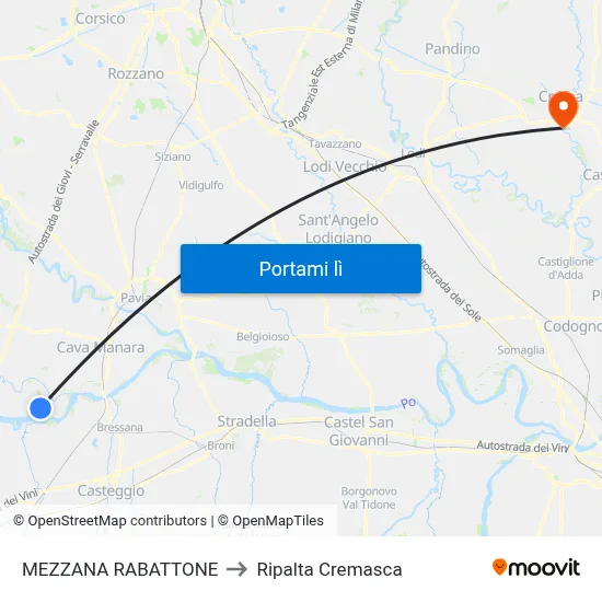 MEZZANA RABATTONE to Ripalta Cremasca map