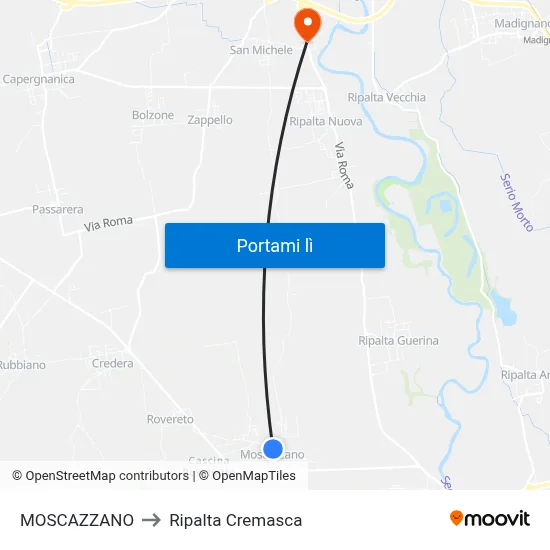 MOSCAZZANO to Ripalta Cremasca map