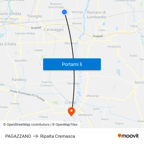 PAGAZZANO to Ripalta Cremasca map