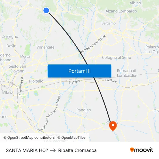 SANTA MARIA HO? to Ripalta Cremasca map