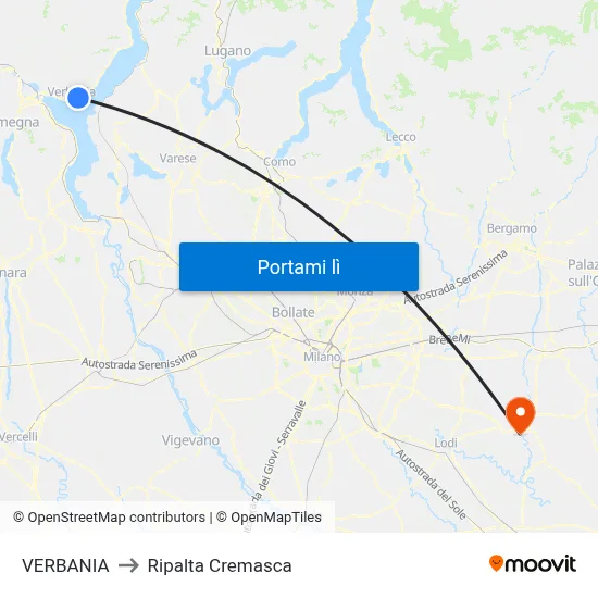 VERBANIA to Ripalta Cremasca map