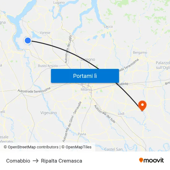 Comabbio to Ripalta Cremasca map
