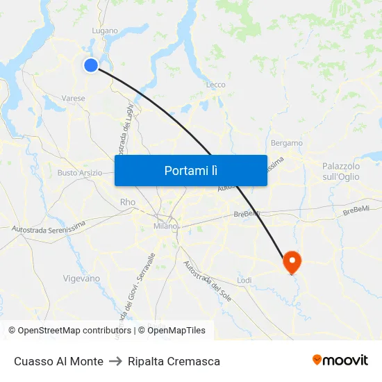 Cuasso Al Monte to Ripalta Cremasca map