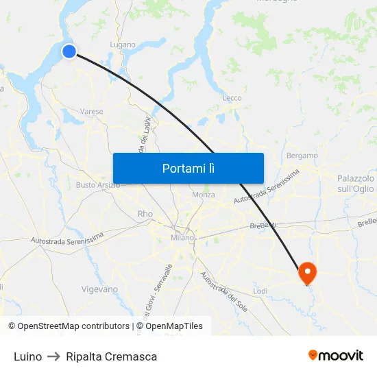 Luino to Ripalta Cremasca map