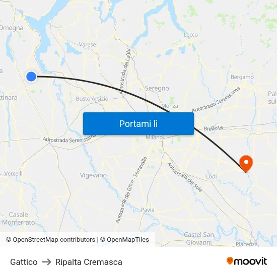 Gattico to Ripalta Cremasca map