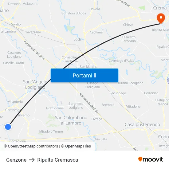 Genzone to Ripalta Cremasca map