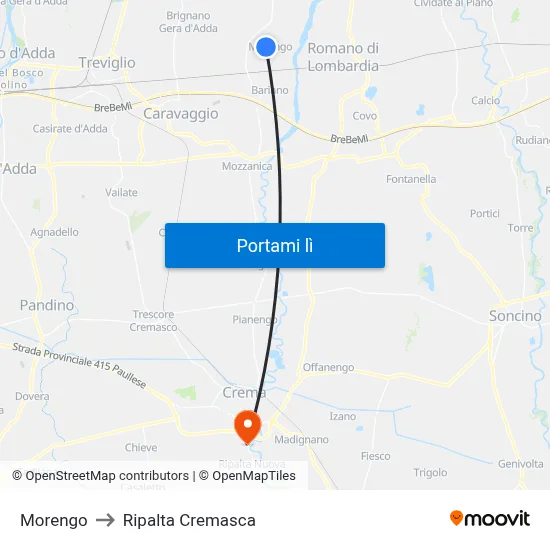 Morengo to Ripalta Cremasca map