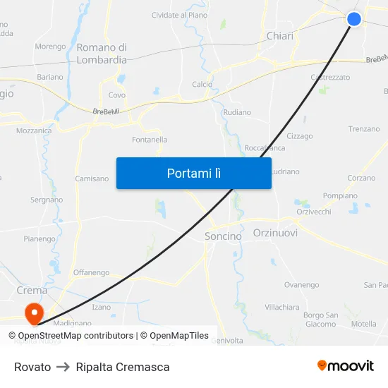 Rovato to Ripalta Cremasca map