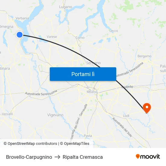 Brovello-Carpugnino to Ripalta Cremasca map