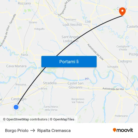 Borgo Priolo to Ripalta Cremasca map