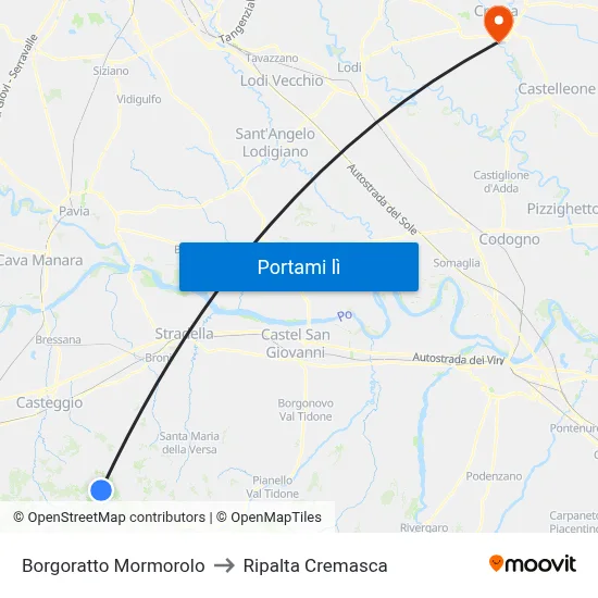 Borgoratto Mormorolo to Ripalta Cremasca map