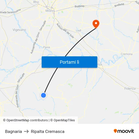 Bagnaria to Ripalta Cremasca map