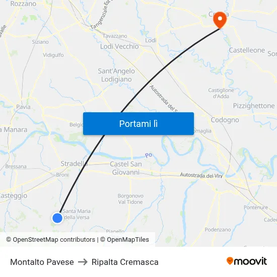 Montalto Pavese to Ripalta Cremasca map