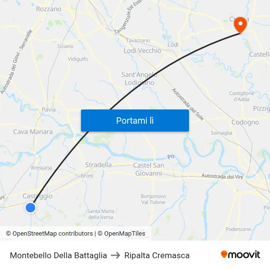 Montebello Della Battaglia to Ripalta Cremasca map