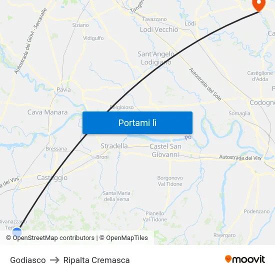 Godiasco to Ripalta Cremasca map