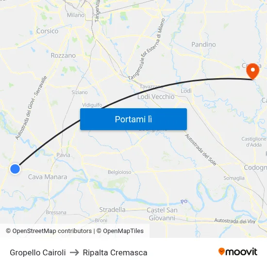 Gropello Cairoli to Ripalta Cremasca map