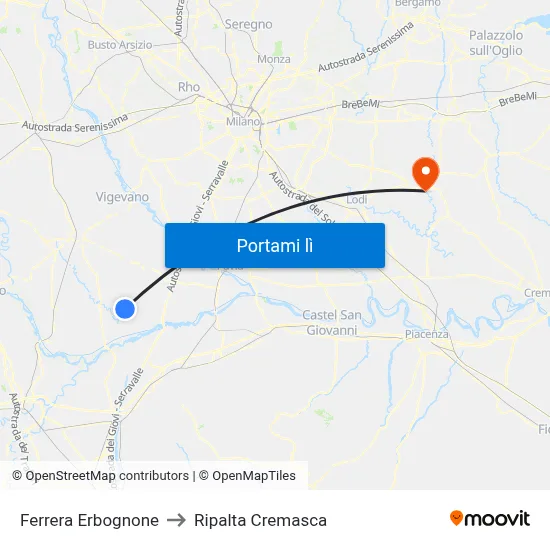Ferrera Erbognone to Ripalta Cremasca map