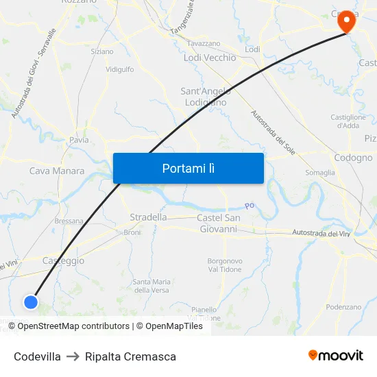 Codevilla to Ripalta Cremasca map