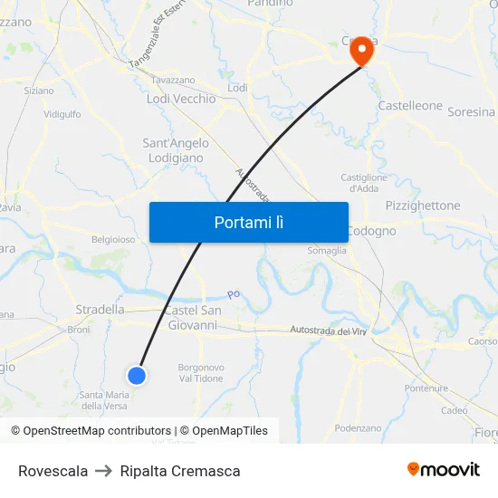 Rovescala to Ripalta Cremasca map