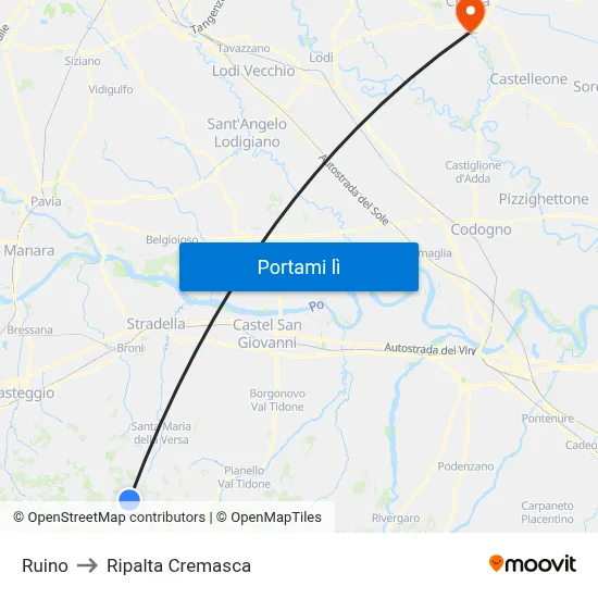 Ruino to Ripalta Cremasca map