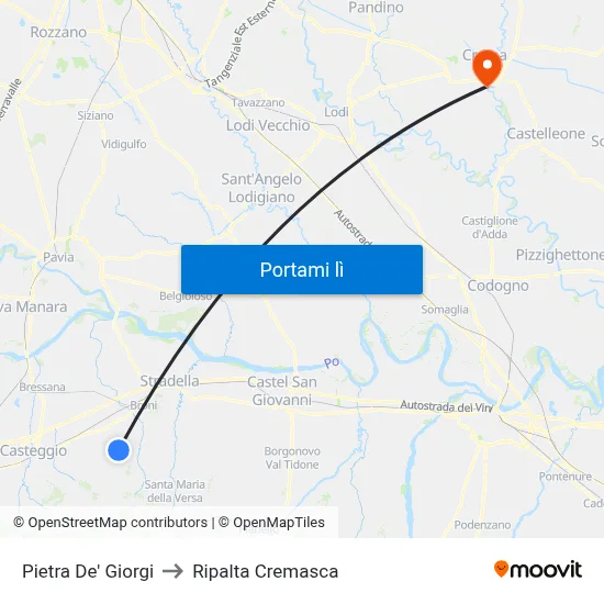 Pietra De' Giorgi to Ripalta Cremasca map