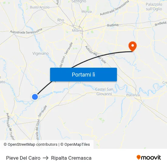 Pieve Del Cairo to Ripalta Cremasca map