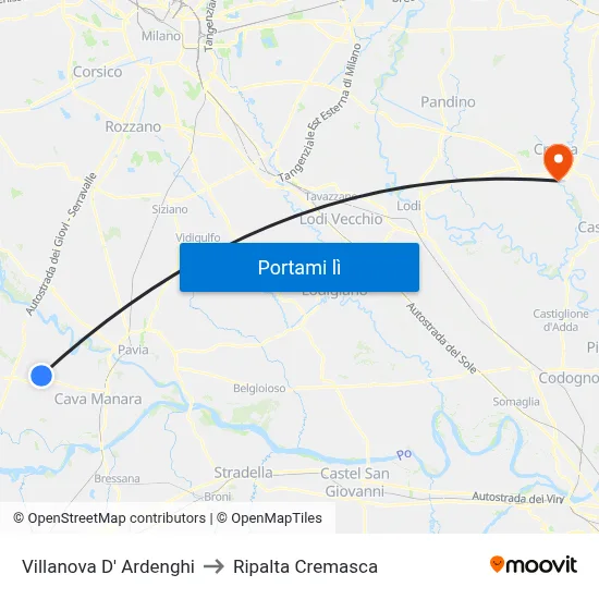 Villanova D' Ardenghi to Ripalta Cremasca map