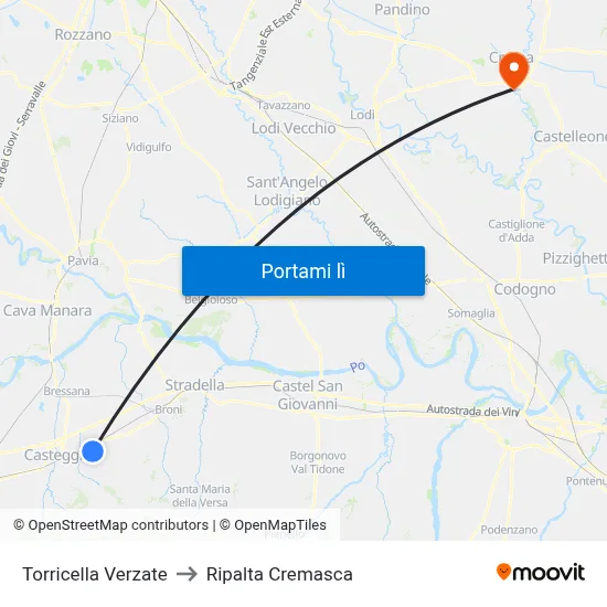 Torricella Verzate to Ripalta Cremasca map