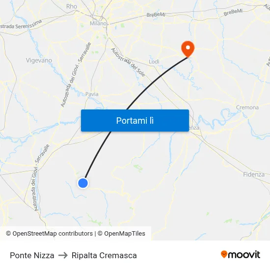 Ponte Nizza to Ripalta Cremasca map