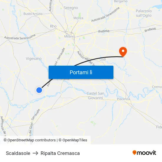 Scaldasole to Ripalta Cremasca map