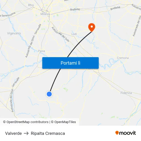 Valverde to Ripalta Cremasca map