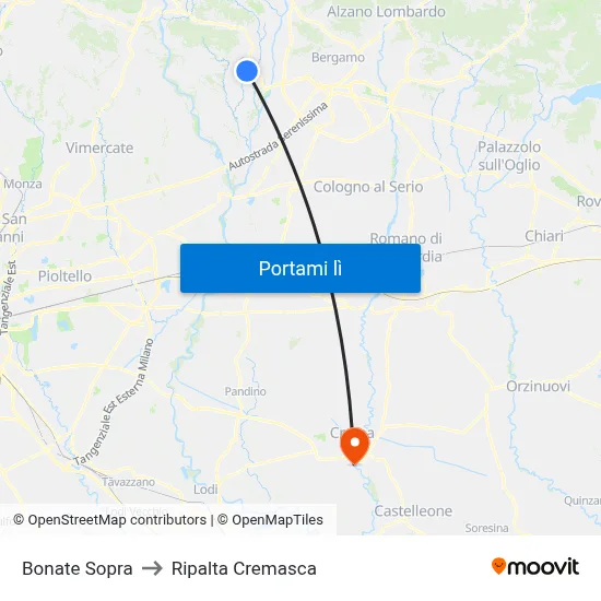Bonate Sopra to Ripalta Cremasca map