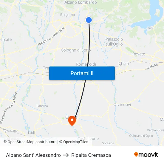 Albano Sant' Alessandro to Ripalta Cremasca map