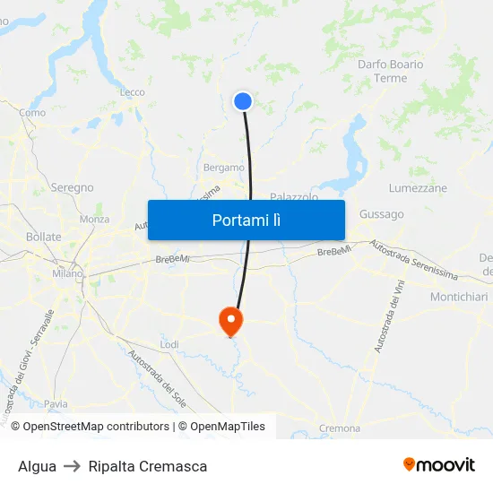 Algua to Ripalta Cremasca map