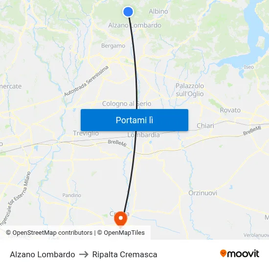 Alzano Lombardo to Ripalta Cremasca map