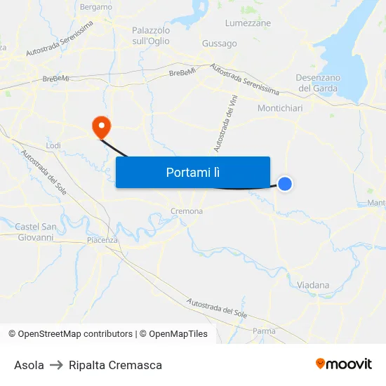 Asola to Ripalta Cremasca map
