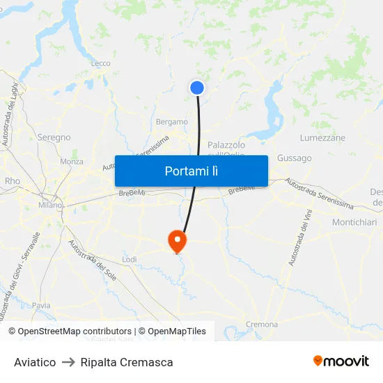 Aviatico to Ripalta Cremasca map