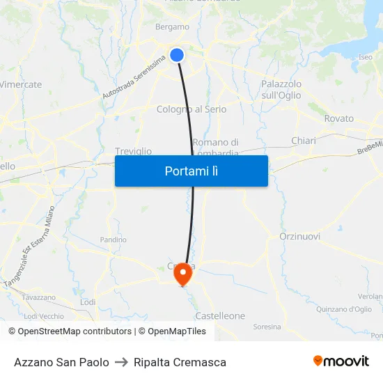 Azzano San Paolo to Ripalta Cremasca map