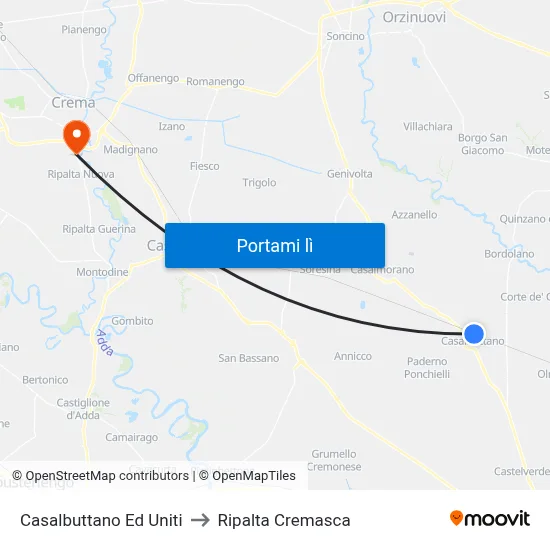 Casalbuttano Ed Uniti to Ripalta Cremasca map