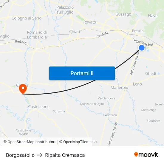 Borgosatollo to Ripalta Cremasca map