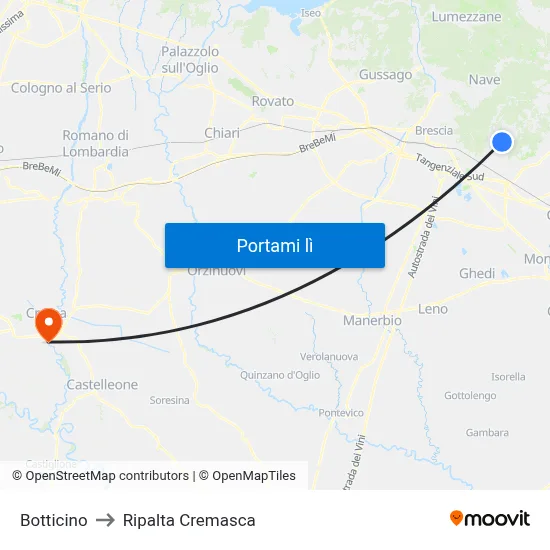 Botticino to Ripalta Cremasca map