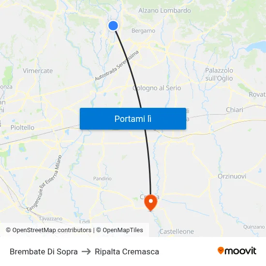 Brembate Di Sopra to Ripalta Cremasca map