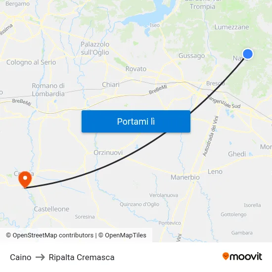Caino to Ripalta Cremasca map