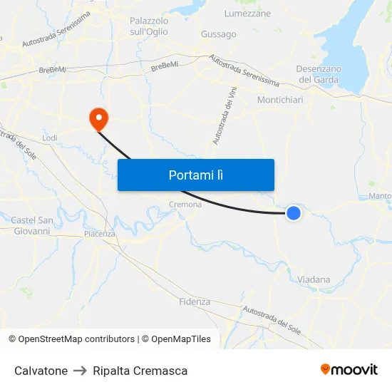 Calvatone to Ripalta Cremasca map