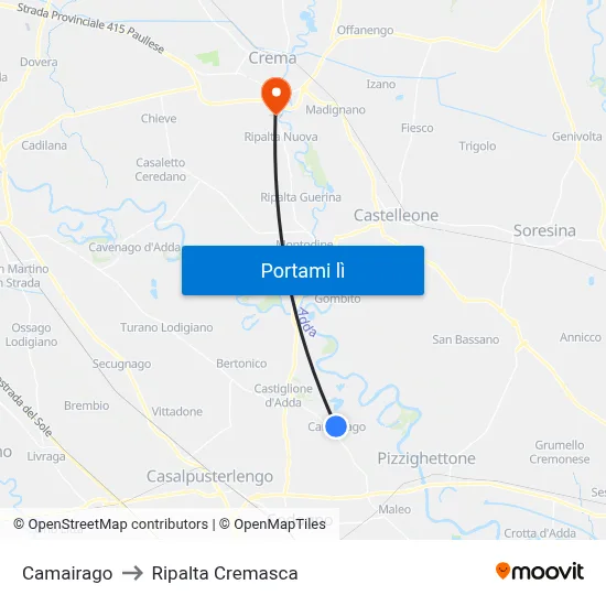 Camairago to Ripalta Cremasca map