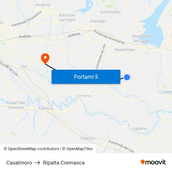 Casalmoro to Ripalta Cremasca map