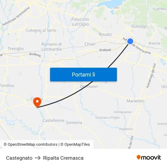 Castegnato to Ripalta Cremasca map